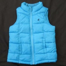 OLD NAVY girls Small turquoise blue poly fill puffer vest fleece lined FAB