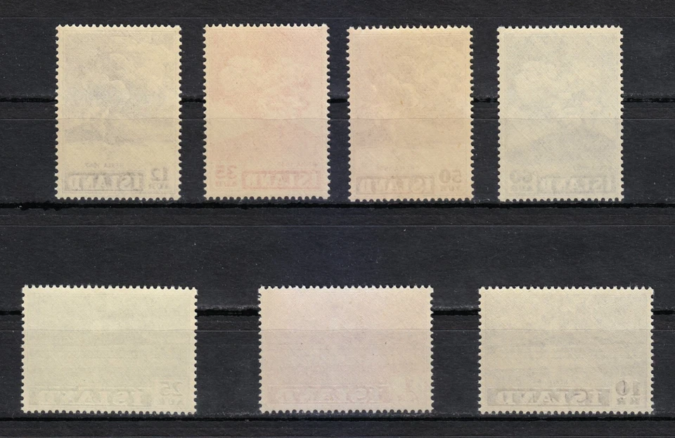 Islandia 1948 MNH Mi 247-253 Sc 246-252 Erupción del volcán Hekla ** Foto 2 de 2