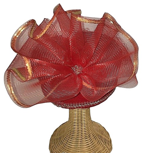 1980s Gold Lurex Tall Pillbox Hat Huge Pouf Church Wedding Cocktail 1980s Gold Lurex Tall Pillbox Hat Huge Pouf Church Wedding  main image 2