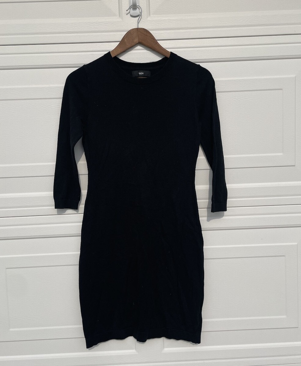 mossimo cotton dresses Mossimo Womans Sz XS/ TP Dress Bodykon Black White Spiral Graphic Print Cotton