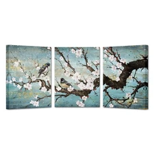 KREATIVE ARTS Traditional Chinese Painting Canvas Wall Art - 3pcs, Plum Bloss...