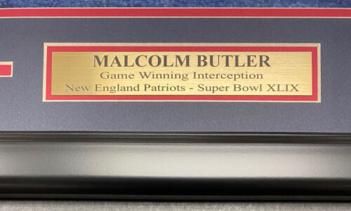 MALCOM BUTLER AUTOGRAPHED XLIX GW INTERCEPTION PATRIOTS 16X20 PHOTO FRAMED JSA - Picture 2 of 3