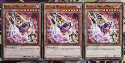 3x Dunkles Magier-Mädchen YGLD-DEC10 COMMON 1.Auflage DEUTSCH PLAYSET Yu-Gi-Oh