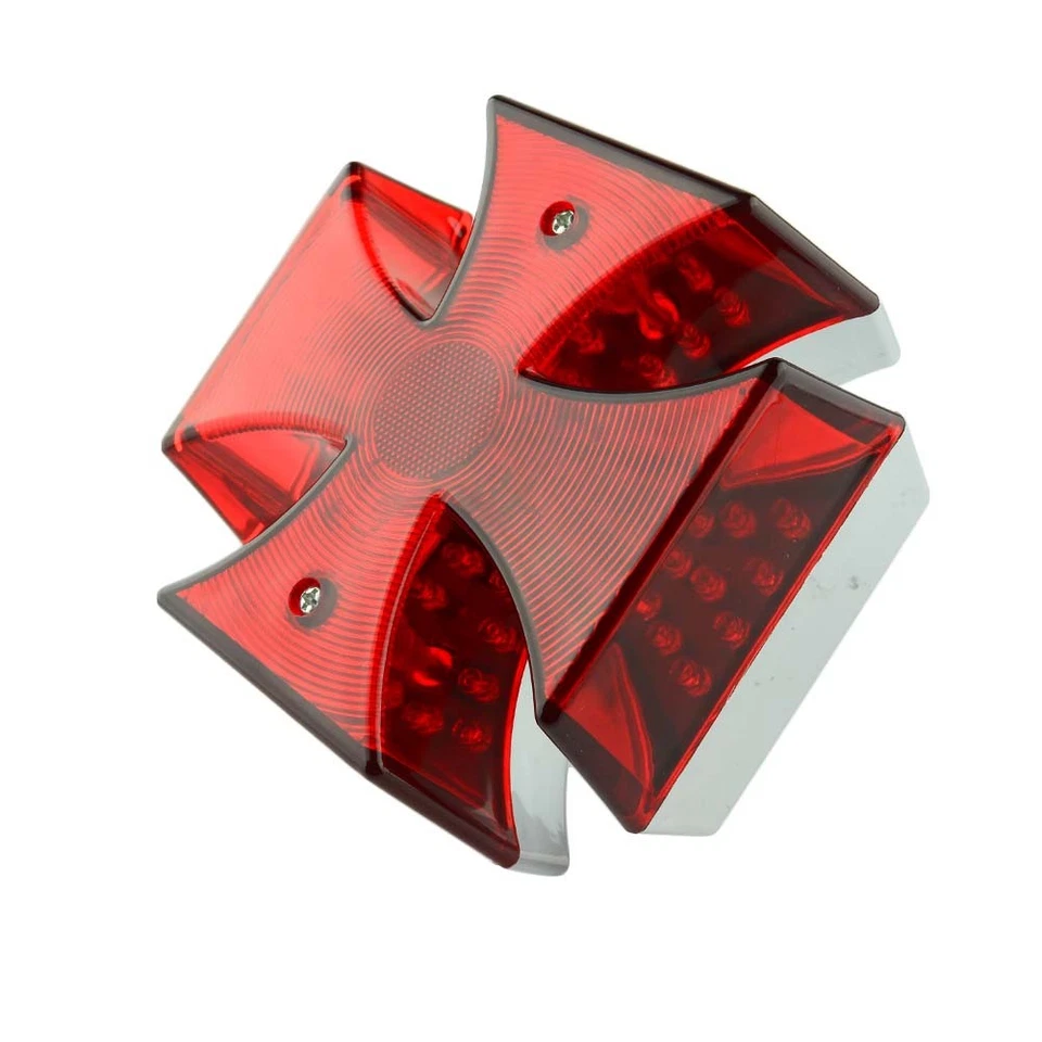 Lámpara de luz de matrícula LED roja cruz de 4 3/4" Bobber Chopper personalizada Foto 3 de 4