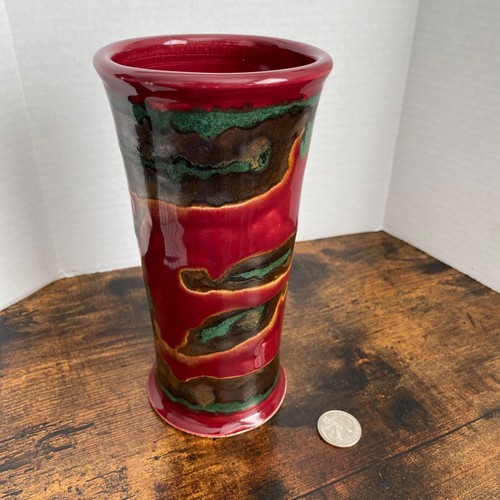 Vintage Studio Art Pottery Vase Glazed Rich Earth Tones 7.5” Tall Signed Pretty! - Picture 7 of 14