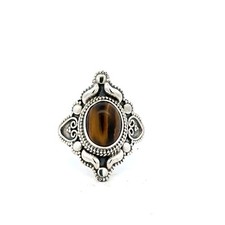 Sterling Silver Tigers Eye Ring Size 7.25  8 x 10 mm.