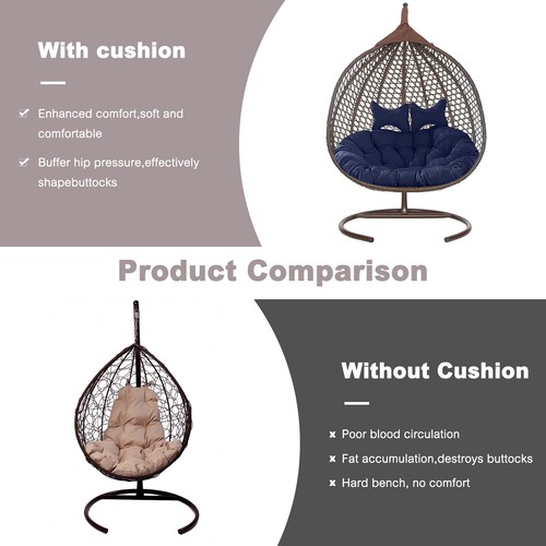 2 Persons Hammock Swing Chair Cushion w/Headrest Detachable Hanging Chair Pads - Picture 40 of 69