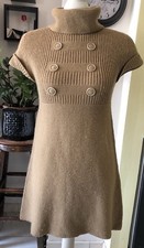 Zara Knit Brown Short Sleeve Knee Length Women Sweather Dress Size Medium
