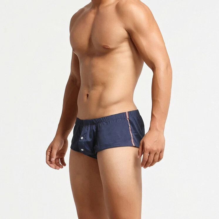 Cuecas boxer masculinas respiráveis de algodão shorts bolsa bojo cueca - Imagem 2 de 4