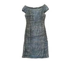 Women 12 Lauren Ralph Lauren Dress Sequin Mesh Gray Evening Cocktail Dress 
