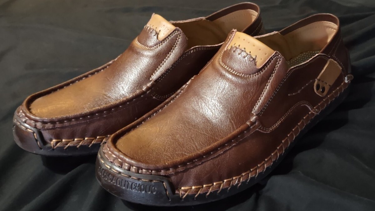 Men\'s 100% Caoutchouc‎ Brown NWOT loafers casual Leather Shoes (48) Men main image 2