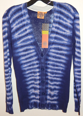 TORY BURCH PAT CARDIGAN TIGER TIE DYE 100% COTTON sz XS NEW AUTHENTIC