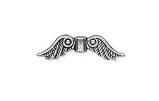 20 Antiqued Silver Plated Pewter Angel Wings Beads 24MM