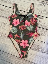 Women  s VICTORIA  S SECRET Pink VS One Piece Swimsuit Tropical Floral Size S EUC