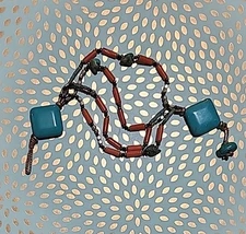 Tibetan Silver And Brass Beads. Coral, Turquoise Multi Strand Bracelet.