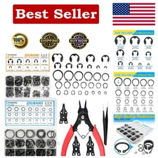 Alloy Steel C-Clip & E-Clip Assortment Set - 800 Pieces with Pliers & Tweezers