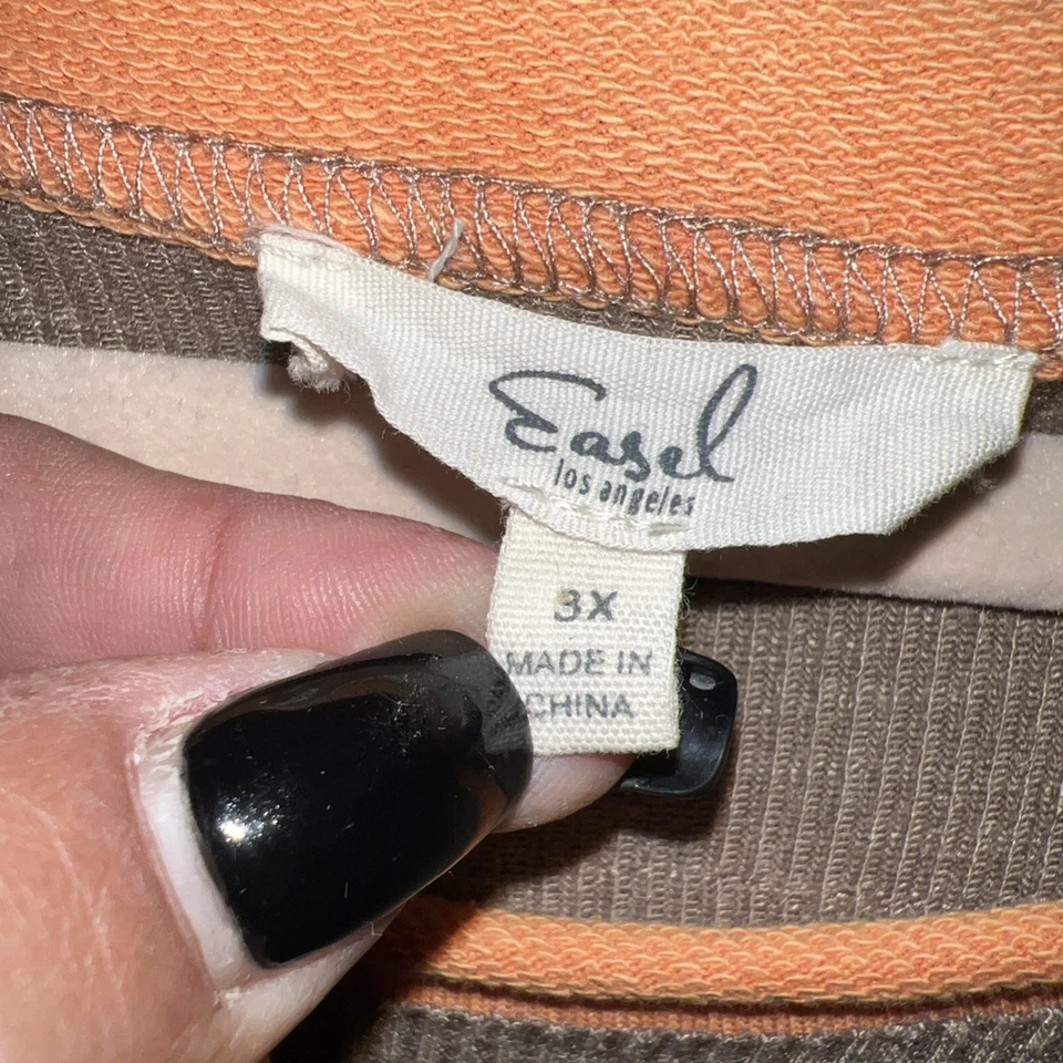 Caballete 3x Peace Sign Top Mujer Mangas a Cuadros Tela Acanalada Foto 3 de 4