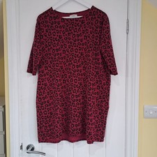 Hush Jersey Mini Dress Size Small Red/Pink Animal Print With Pockets Tunic