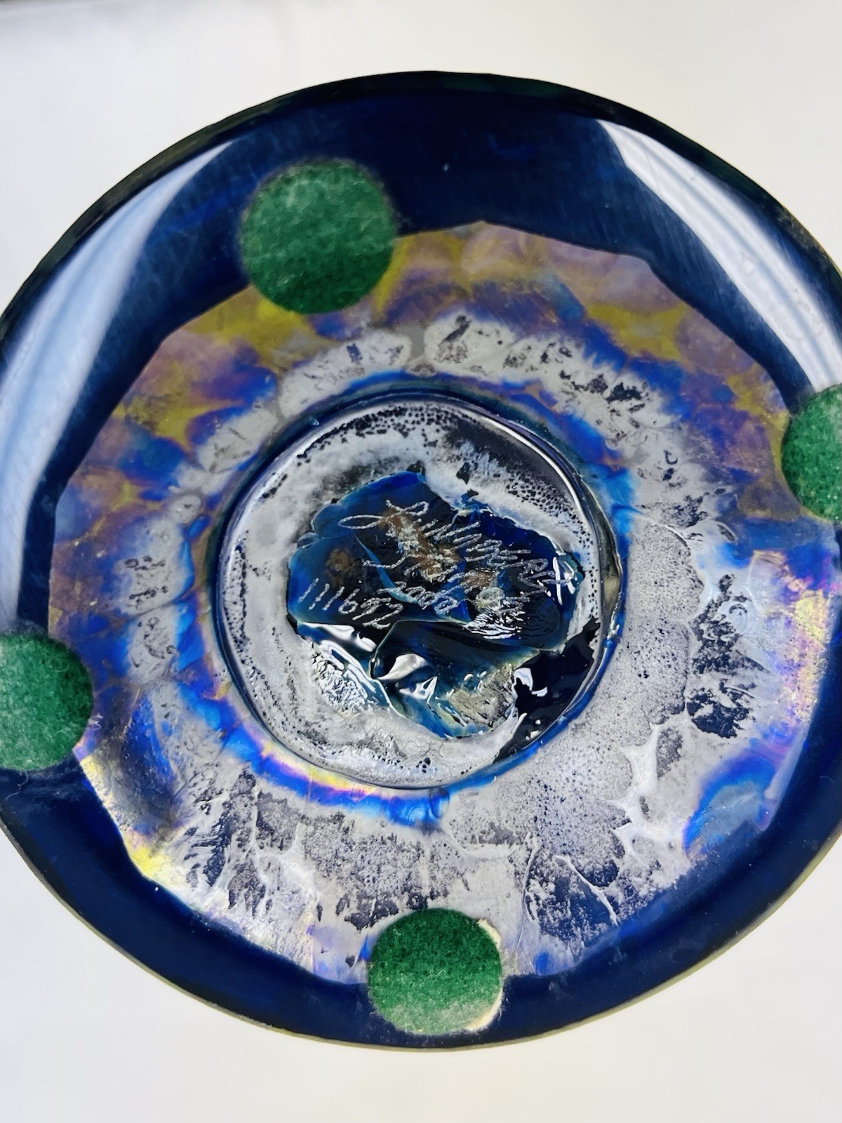 LUNDBERG STUDIOS  VASE Tall 12.5" Iridescent Gold Blue - Signed/Numbered 111652