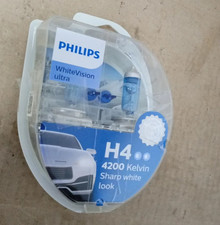 Philips H4 WhiteVision Ultra 4200K Headlight Bulbs Halogen 2 Pieces New