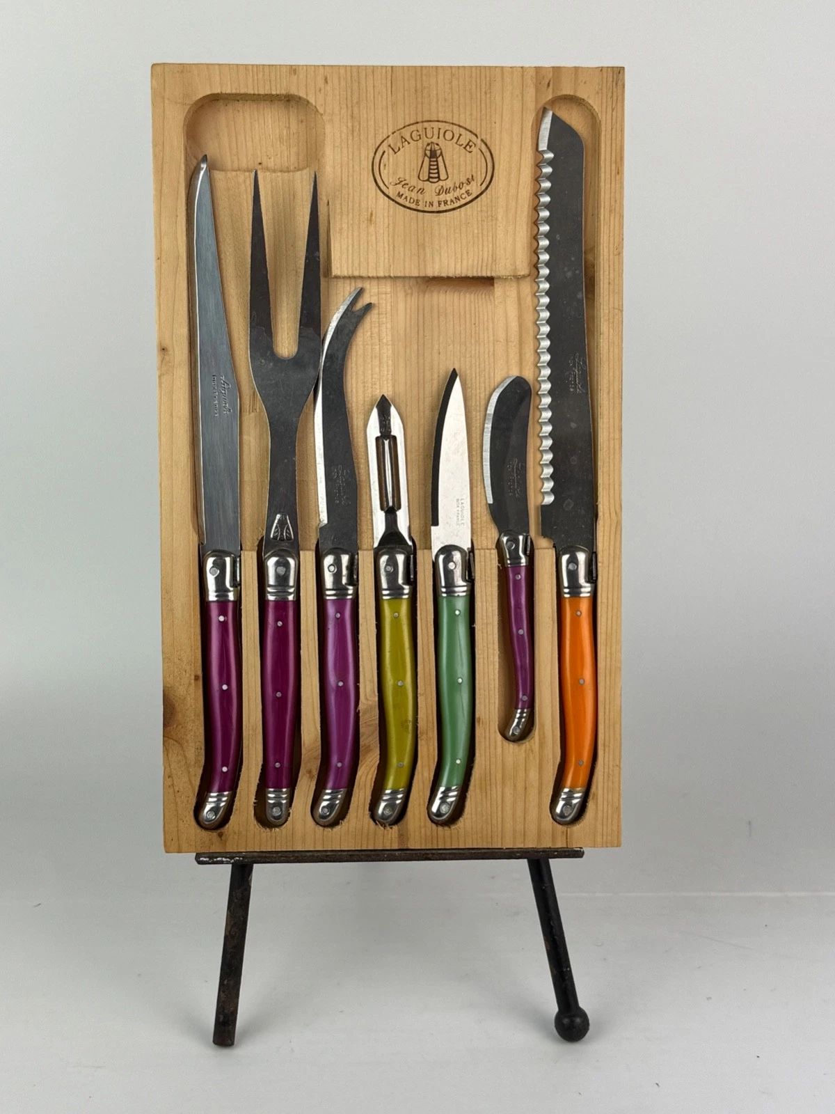 Laguiole Jean DuBost 7 Piece Multi Knife Peeler Fork Utensil Group Multi Colors