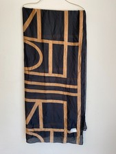 Black and tan 100 silk scarf Very Soft 68x34 Rectangle