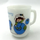 Vintage Huckleberry Pie Anchor Hocking Milk Glass Mug Strawberry Shortcake