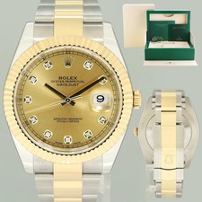2021 MINT Rolex DateJust 126333 Two Tone Gold Champagne Diamond 41mm Watch Box