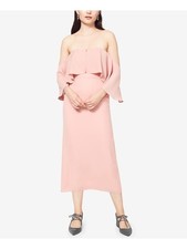 FAME AND PARTNERS Womens Pink Short Sleeve Tea Length Fit + Flare Formal Dress 6