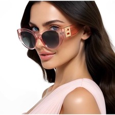 Cat Eye Sunglasses Pink Gold Accent Trendy Fashion Shades Beach Wear UV400 Gafas