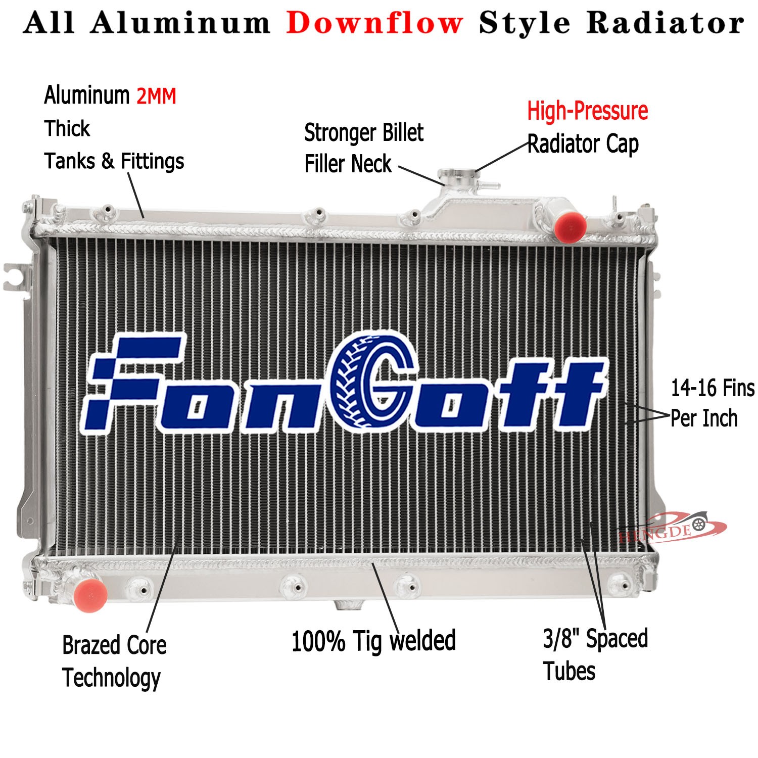2 Row Aluminum Radiator Fit 1990-97 1994 Mazda Miata MX5 1.6L 1.8L l4 MT CC1140