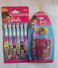 Barbie Brush Buddies Toothbrush Set + 6 Pk Barbie toothbrushes
