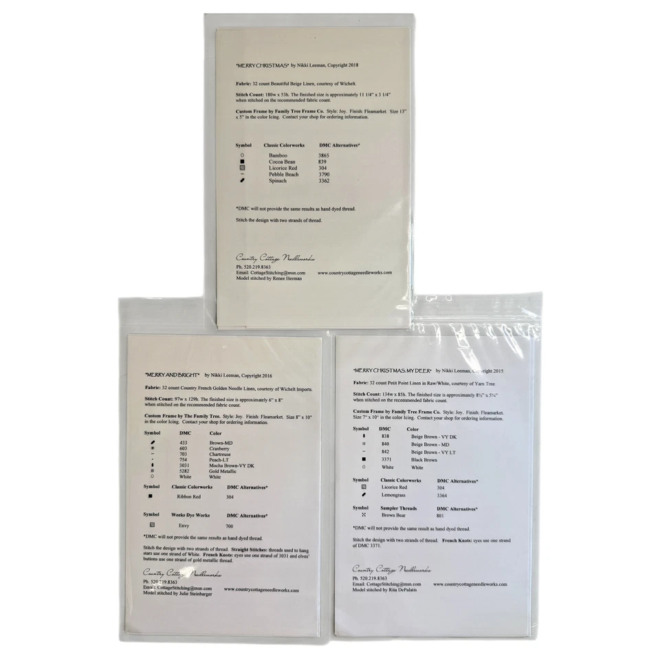 Country Cottage Needleworks Cross Stitch Christmas Charts Lot of 3 Patterns NOS - Image 2 of 4