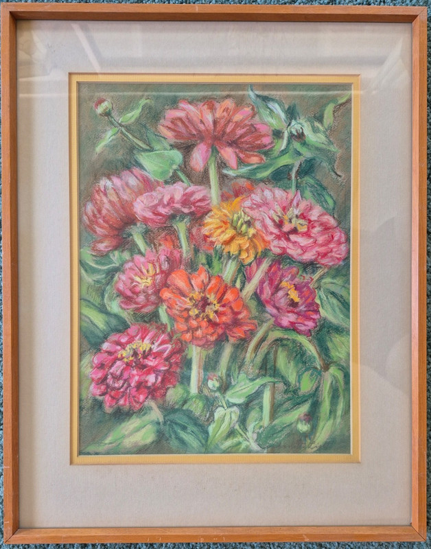 CHARLOTTE LIGHT (1901-1997), Floral Pastel, "Dahlias"