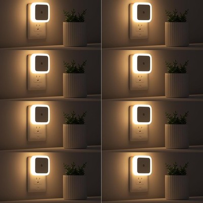 8-pack warm white plug-in LED dusk to dawn night lights