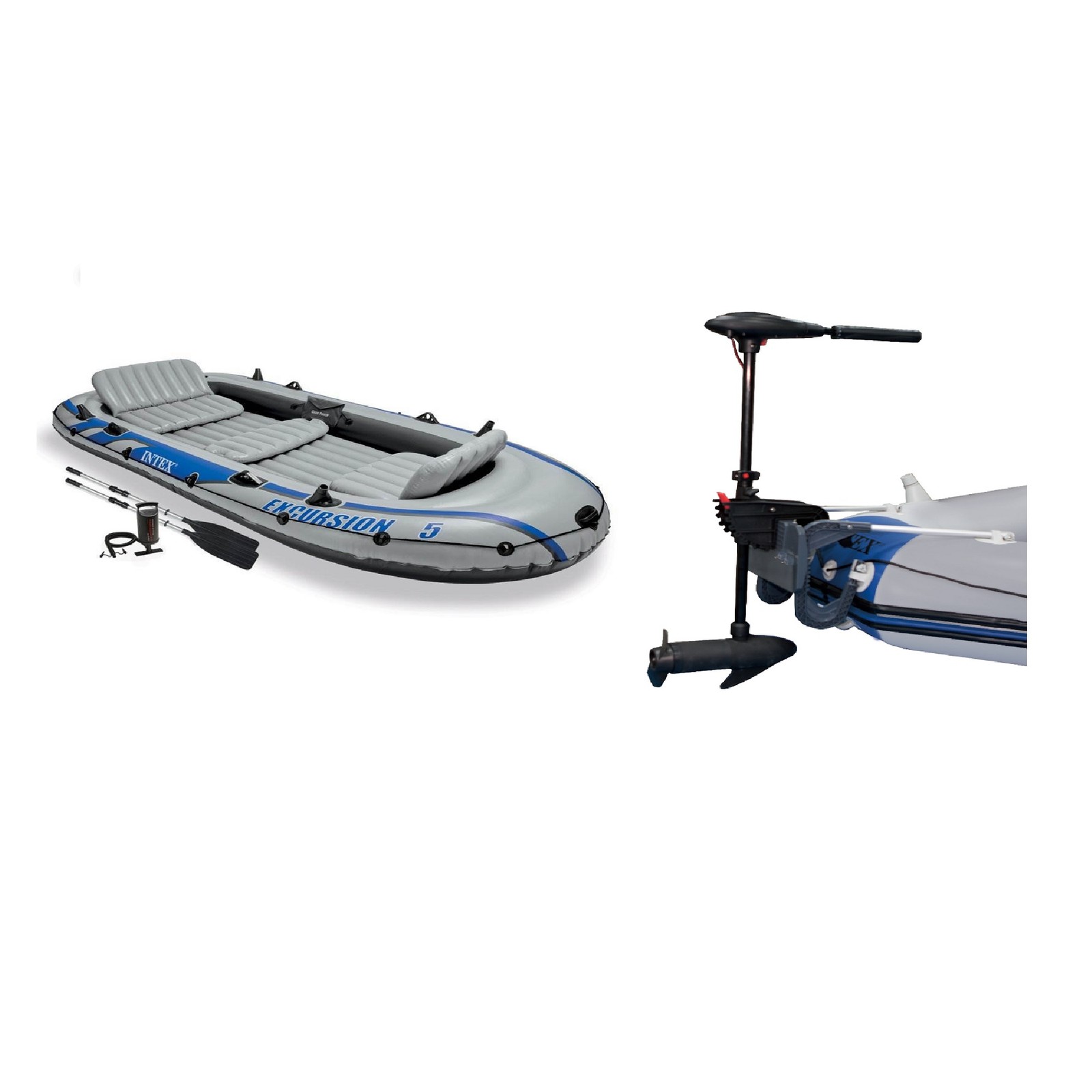 Intex Excursion 5 Inflatable Fishing Boat Set with Transom M