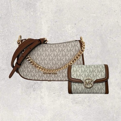 Michael Kors MK Tasche Crossbody Portemonnaie Jet Set Carmela Leida Vanilla NEU