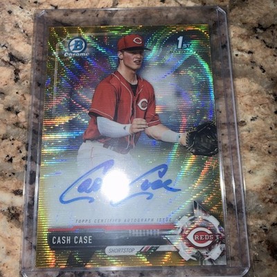  2017 Bowman Chrome Auto # 15 /50 Cash Case RC YELLOW  Refractor Reds !! 