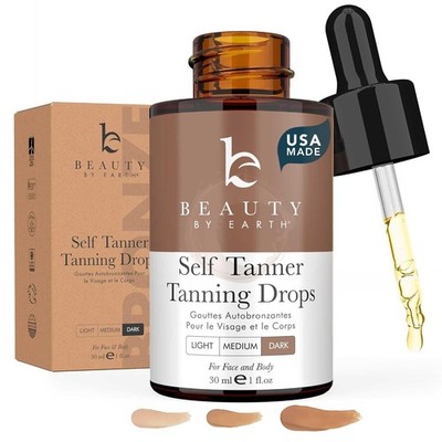 Self Tanning Drops for Face - USA Made with Organic 1 Fl Oz (Pack of 1), Dark 