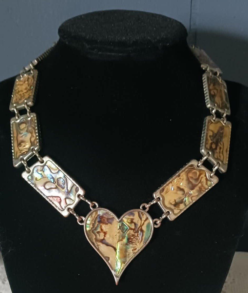 Abalone Shell Statement Heart Necklace - image 1