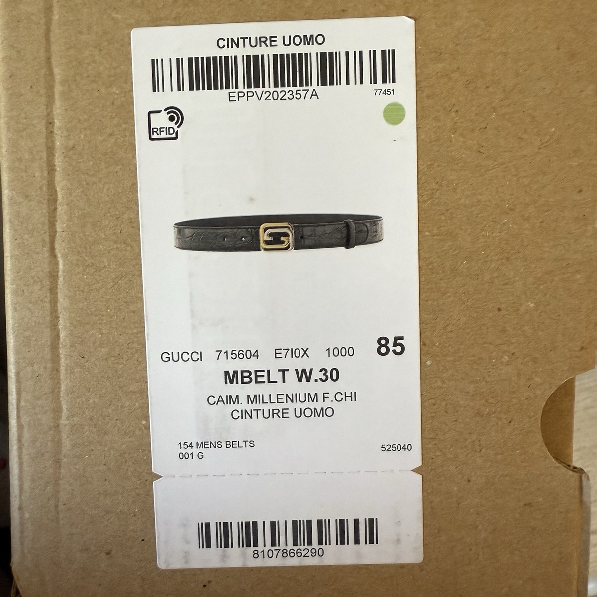 New Gucci Exclusive $2300 Mens Crocodile Caiman Belt Square  display picture 1