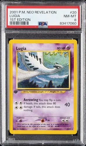 2001 POKEMON NEO REVELATION 1ST EDITION #20 LUGIA PSA 8