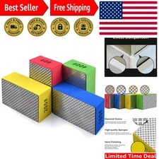 4pcs Diamond Hand Polishing Pads for Ceramic Tile Glass Grinding,Sanding Bloc...