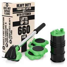 Heavy Furniture Lifter Tool Set with 4 Rollers - 660 Lbs Capacity, Easy Move Gli