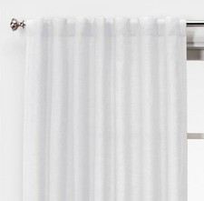 Threshold Light Filtering Linen Window Curtain Panel White 54 W x 84 L