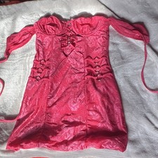 Pink Renaissance Lace-Up Off-Shoulder Women's Costume Dress