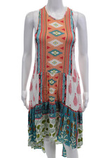 Raga Womens Sleeveless Mixed Print High Low Dress Multicolor Size S