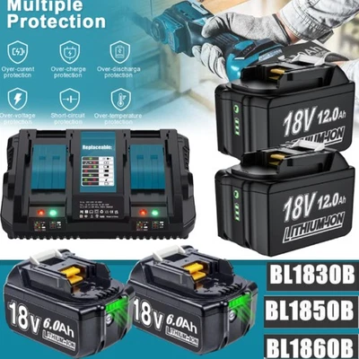 PACK For Makita 18Volt 8.0Ah LXT Li-Ion Battery BL1860B BL1830 BL1850 / Charger