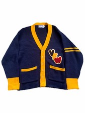Vintage 60s VFW Veterans Acrylic Sweater Men’s Large Made in USA Navy Blue