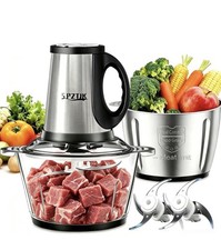 Image of Electric Food Processor, 300W, 3 Speed Levels, 8 Stainless Steel Cups and 8 Cups